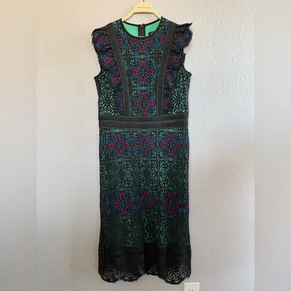 Tadashi Shoji Lacroix Tea Length Dress Size 14‎ Embroidered - Picture 3 of 8